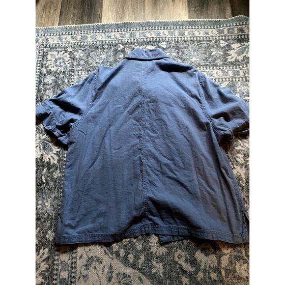 Vintage Embroidered Linen Denim Button Up Top 1X Floral Cottage Granola Heritage - Picture 5 of 5